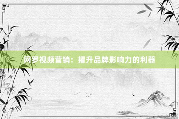 网罗视频营销：擢升品牌影响力的利器